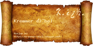 Kremmer Ábel névjegykártya